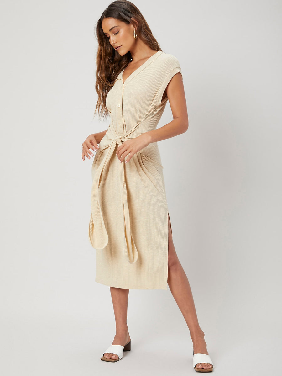 MOTF PREMIUM VISCOSE FITTED KNOTTED DRESS