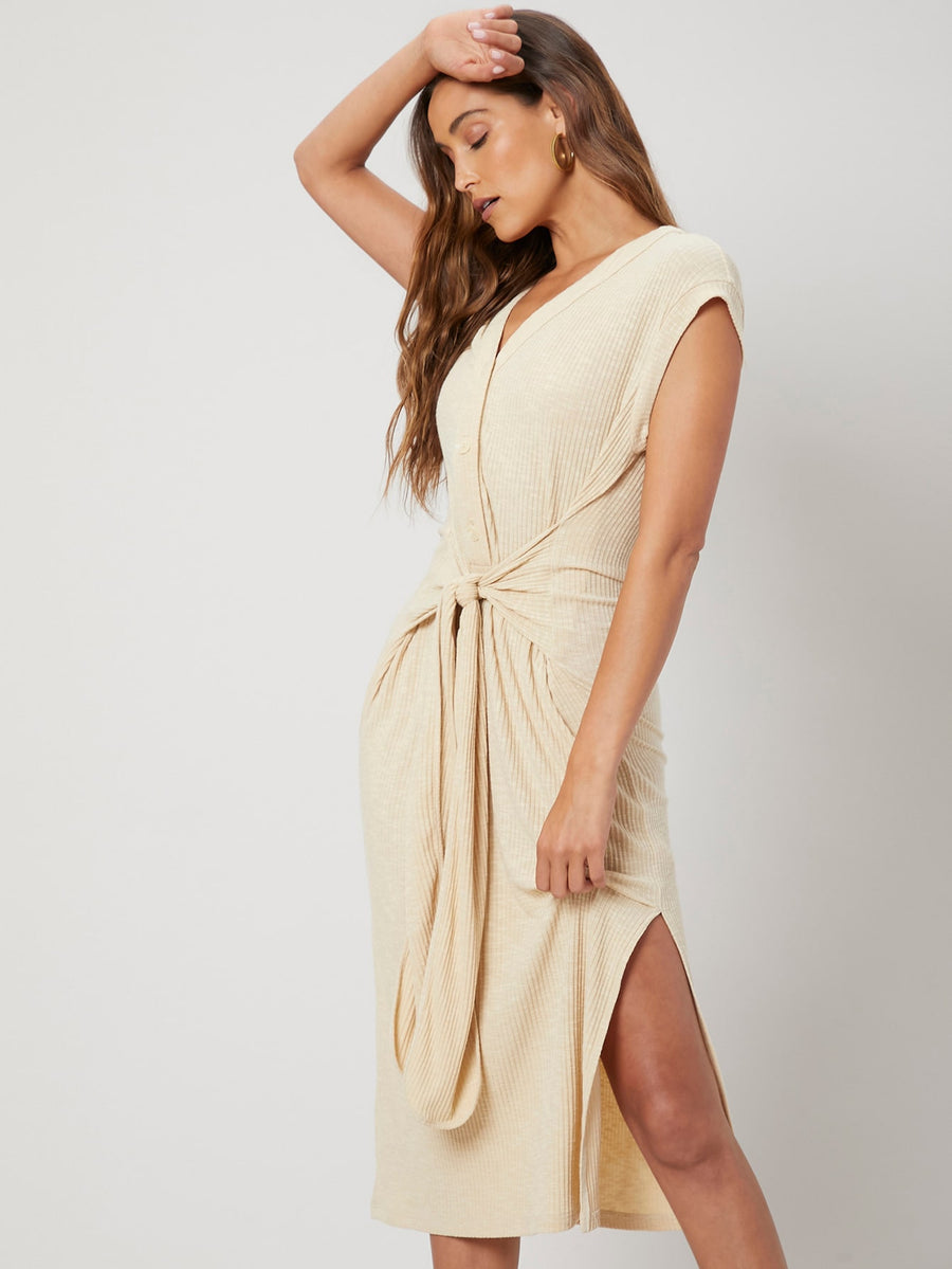 MOTF PREMIUM VISCOSE FITTED KNOTTED DRESS