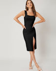 MOTF ECO RECYCLED POLYESTER BLEND SLIT DRESS