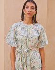 MOTF PREMIUM FLORAL BALLOON SLEEVE BELTED DRESS