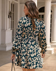 Frenchy Allover Print Flounce Sleeve Dress